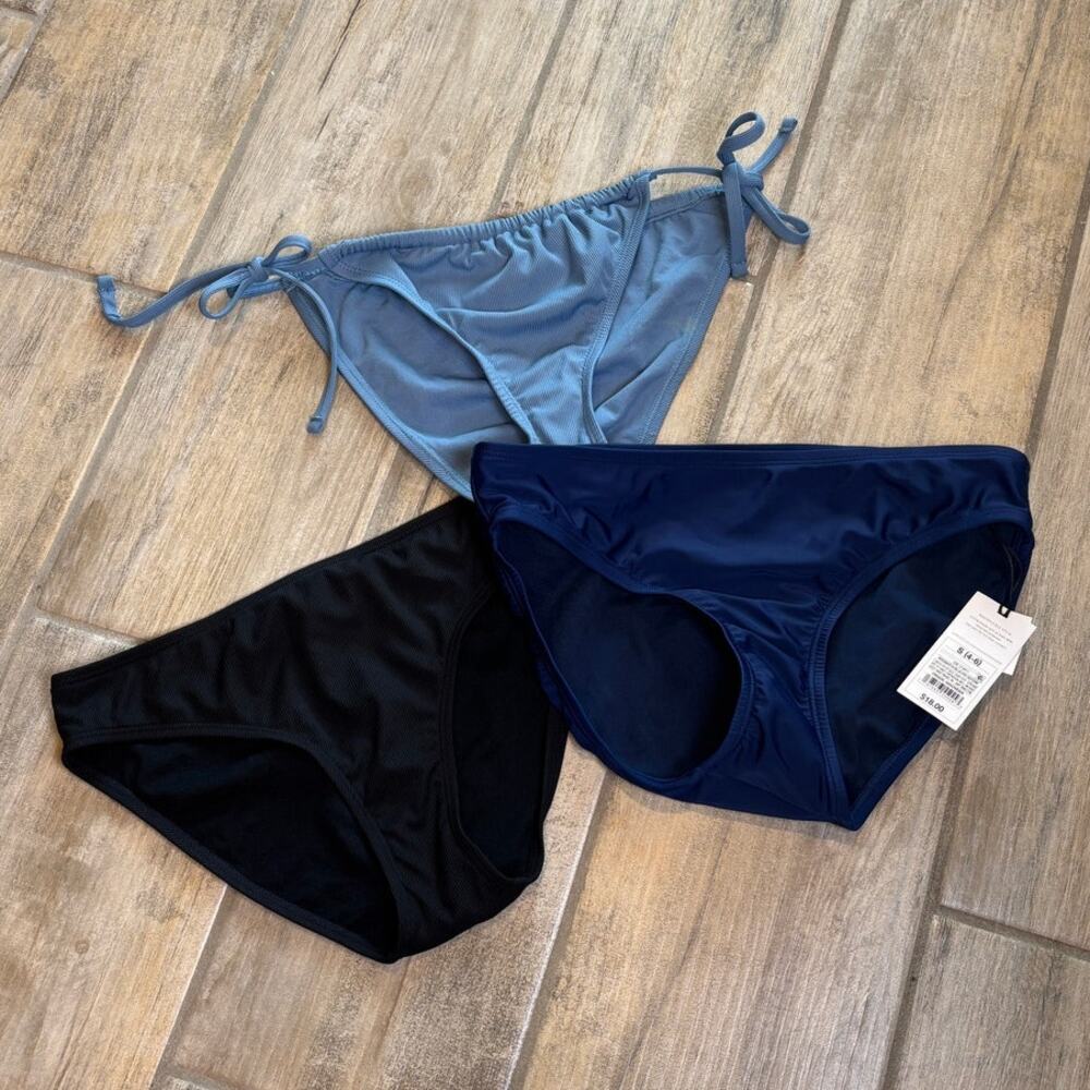 Shade & Shore Black Blue Bikini Bottom Vacation Beach Swimsuit Bathing Bundle SM